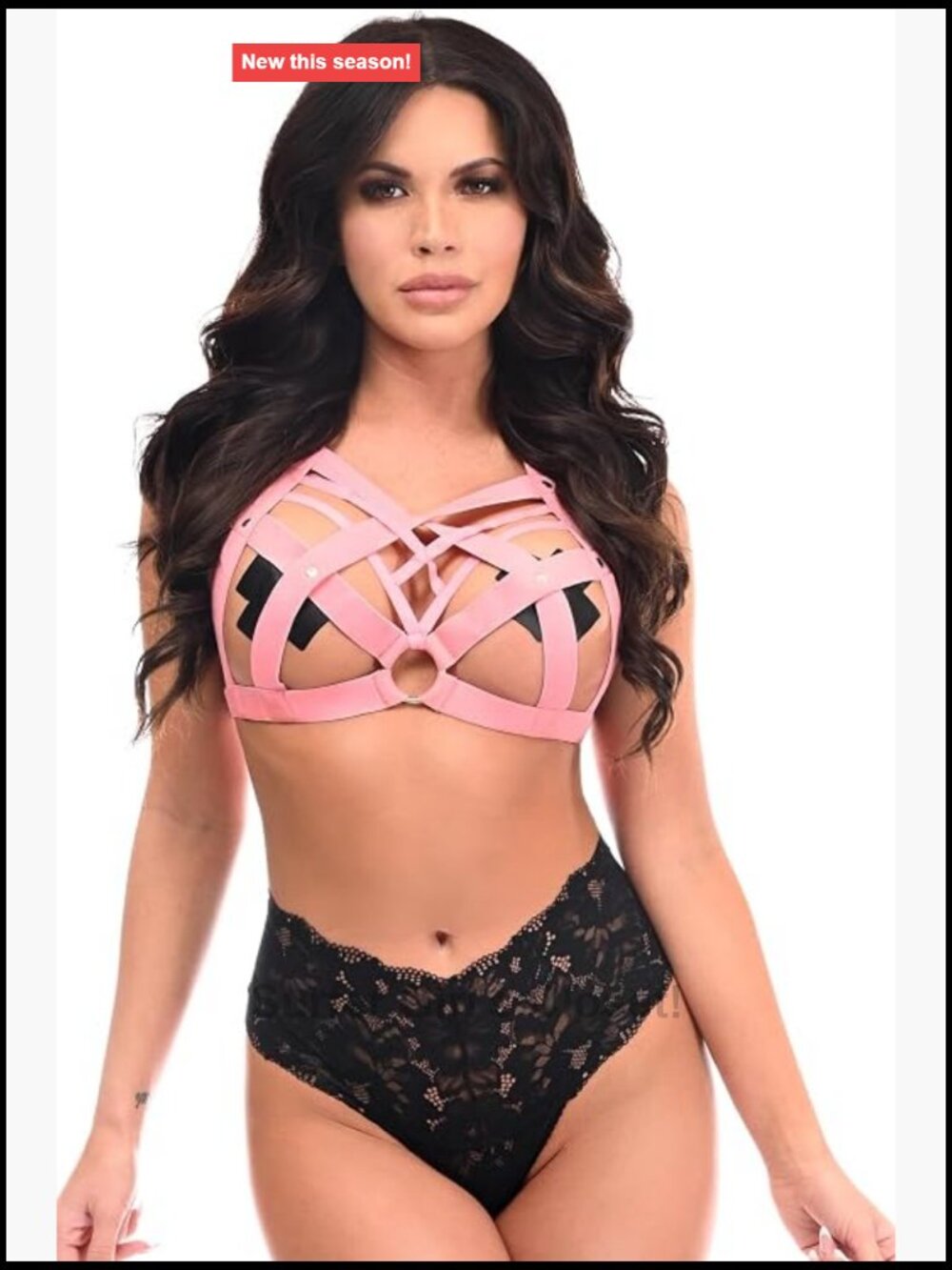 Stretchy Body Harness Corset with Silver Hardware, Waist Cincher Shapewear